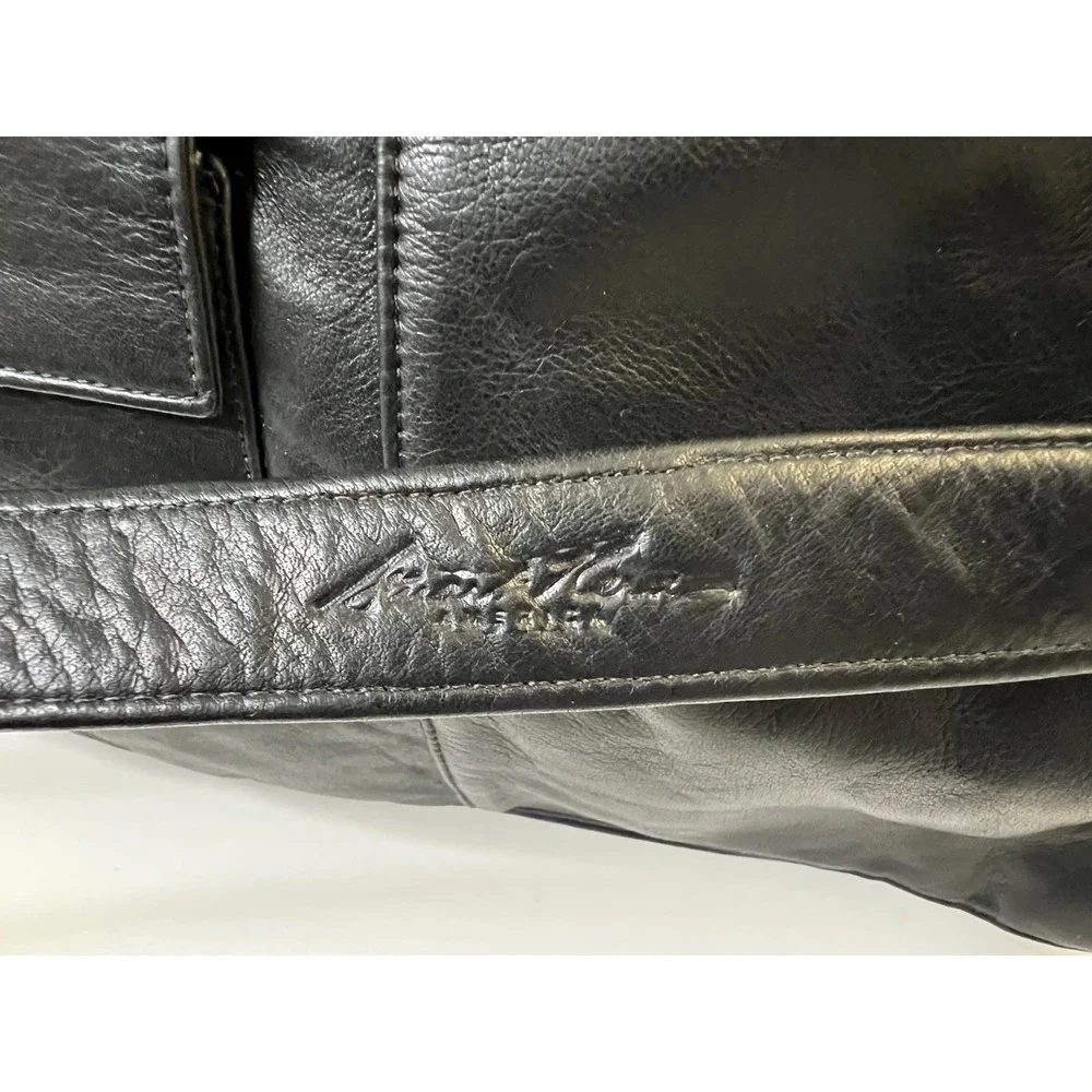 Vintage Stuart Kern America Leather Duffel Bag Black Large LA YULO Private Club